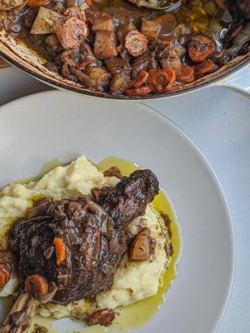 lamb shanks braised with mashed potatoes