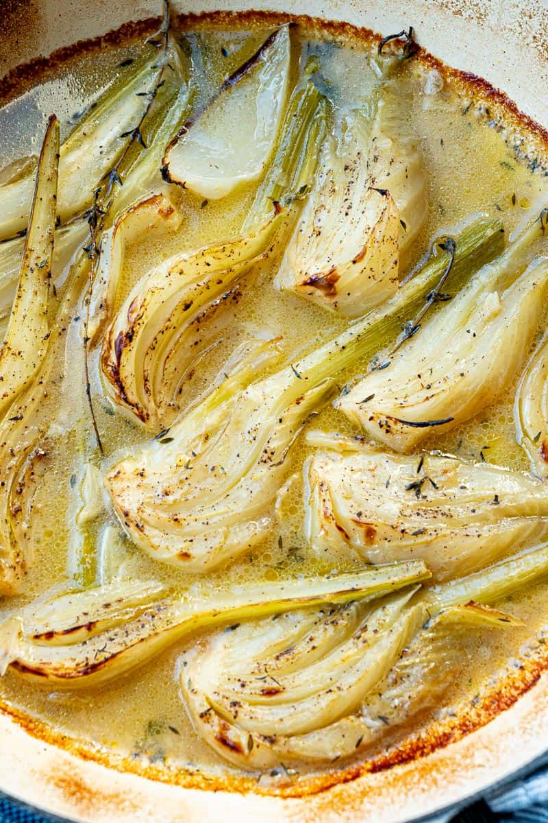 braised fennel with pan sauce