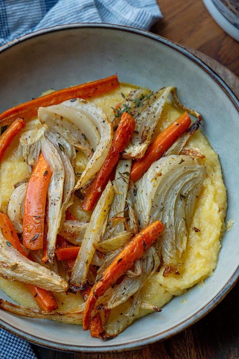 creamy polenta with roast fennel bulb