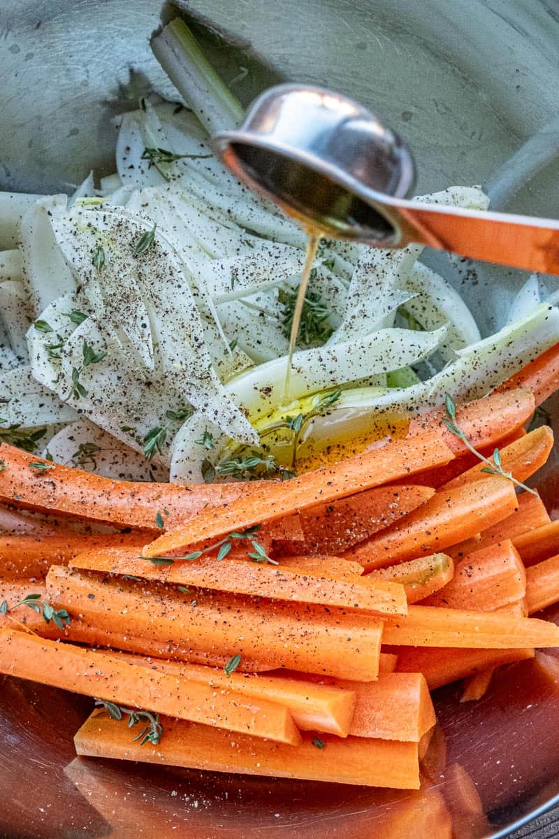 fennel and carrot tossed with olive oil